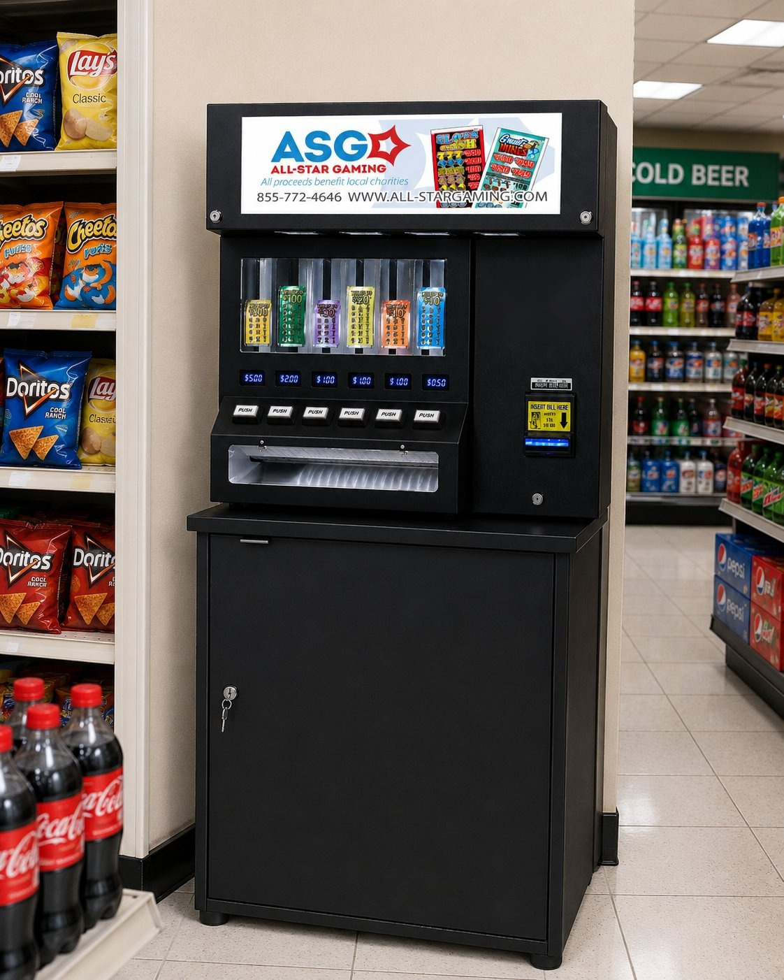 ASG Pull Tabs machine in a convenience store