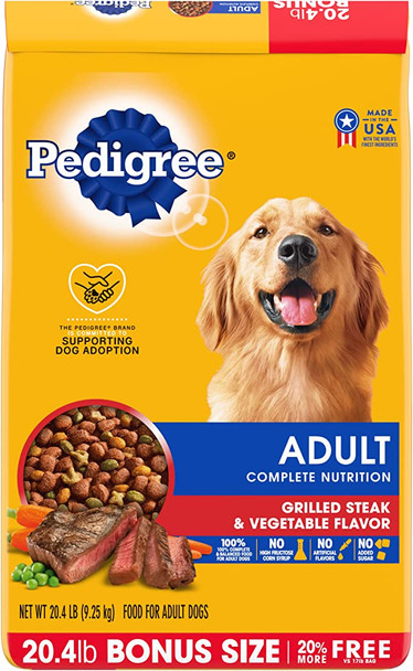 Dry Dog Food Grilled Steak & Vegetable Flavor Dog Kibble