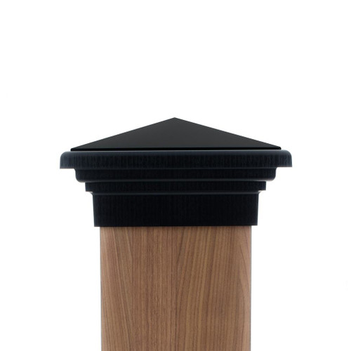 Eight by eight Black Pyramid Top fence Post Cap for wooden posts.