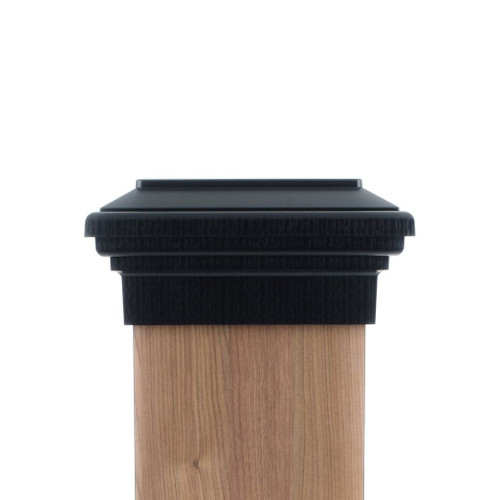 Eight by eight Black Flat Top deck Post Cap for wooden posts.