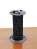 Power Pop-Up Station, three outlets, plastic, black