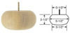 2-1/2 inch tall by 5-1/2 inch wide unfinished wood bun leg with mounting screw, shown with dimensions.