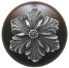 1-1/2" Dia. Opulent Flower / Dark Walnut Knob - Antique Pewter