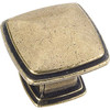 1-3/16" Square Milan Knob - Distressed Antique Brass