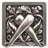 1-1/2" Square Leafy Carrot Knob - Brilliant Pewter