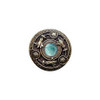 1-1/4" Dia. Jeweled Lily / Green Aventurine Knob - Antique Brass