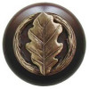 1-1/2" Dia. Oak Leaf / Dark Walnut Knob - Antique Brass