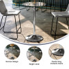 Bistro table with chrome base and glass top