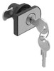 Glass Door Lock, horizontal mount, steel, nickel polished