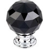 1-3/8" Dia. Crystal Knob w/ Polished Chrome Base - Black Crystal /Polished Chrome