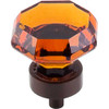 1-1/8" Dia. Octagon Crystal Knob w/ Oil Rubbed Bronze Base - Wine Crystal/Oil-rubbed Bronze