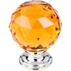 1-3/8" Dia. Crystal Knob w/ Polished Chrome Base - Amber Crystal/Polished Chrome