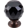 1-3/8" Dia. Crystal Knob w/ Oil Rubbed Bronze Base - Black Crystal/Oil-rubbed Bronze