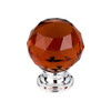 1-3/8" Dia. Crystal Knob w/ Polished Chrome Base - Wine Crystal/Polished Chrome