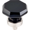 1-3/8" Dia. Octagon Crystal Knob w/ Brushed Satin Nickel Base - Black Crystal/Brushed Satin Nickel