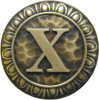 1-3/8" Dia. Intial X Knob - Antique Brass
