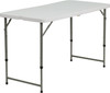 24"W x 48"L Height Adjustable Bi-Fold Granite White Plastic Folding Table