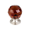 1-1/8" Dia. Crystal Knob w/ Brushed Satin Nickel Base - Wine Crystal/Brushed Satin Nickel