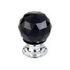 1-1/8" Dia. Crystal Knob w/ Polished Chrome Base - Black Crystal/Polished Chrome