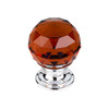 1-1/8" Dia. Crystal Knob w/ Polished Chrome Base - Wine Crystal/Polished Chrome