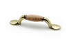 3" CTC Country Expression Trunk Pull - Burnished Brass with Oak Handle