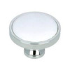 1-1/4" Dia. Country Expression Round Flat Metal With Ceramic Knob - White with Chrome Base