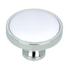1-1/4" Dia. Country Expression Round Flat Metal With Ceramic Knob - White with Chrome Base
