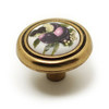 1-1/4" Dia. Country Expression Style Burnished Brass and Ceramic Round Knob - Plum