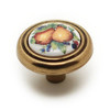 1-1/4" Dia. Country Expression Style Burnished Brass and Ceramic Round Knob - Pear