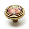 1-1/4" Dia. Country Expression Style Burnished Brass and Ceramic Round Knob - Plum and Pear