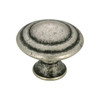 30mm Dia. Classic Inspiration Art Deco Style Rustic Round Ring Knob - Old Silver