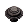 34mm Dia. Country Style Colonial Round Button Knob - Matt Black Iron