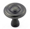 32mm Dia. Classic Indented Round Ring Round Knob - Antique Nickel