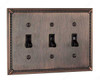 Traditional Ornate Edged 3 Toggle Switch Plate - Oil Rubbed Bronze