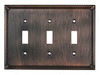 Traditional Ornate Edged 3 Toggle Switch Plate - Oil Rubbed Bronze