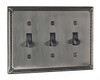Traditional Ornate Edged 3 Toggle Switch Plate - Brushed Nickel