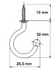 26mm Urban Style Cup Screw Hook - Polished Stainless Steel