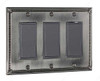 Traditional Ornate Edged 3 Rocker Switch Plate - Brushed Nickel