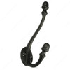 140mm Antique Style Double Hook - Matt Black