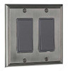 Traditional Ornate Edged 2 Rocker Switch Plate - Brushed Nickel