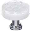 1-1/4" Dia. White Honeycomb Round Knob - Polished Chrome