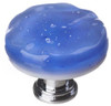 1-1/4" Dia. Glacier Sky Blue Round Knob - Polished Chrome