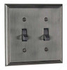 Contemporary Framed 2 Toggle Switch Plate - Brushed Nickel
