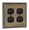 Contemporary Framed 2 Duplex Outlet Switch Plate - Antique English