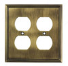 Contemporary Framed 2 Duplex Outlet Switch Plate - Antique English