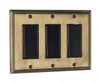 Contemporary Framed 3 Rocker Switch Plate - Antique English