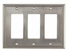 Contemporary Framed 3 Rocker Switch Plate - Brushed Nickel