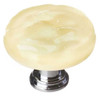 1-1/4" Dia. Glacier Pale Yellow Round Knob - Satin Nickel