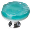 1-1/4" Dia. Glacier Aqua Round Knob - Polished Chrome