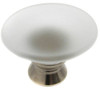 30mm Dia. Murano Frosted Round Flat Top Knob - Frosted Clear with Brushed Nickel Base